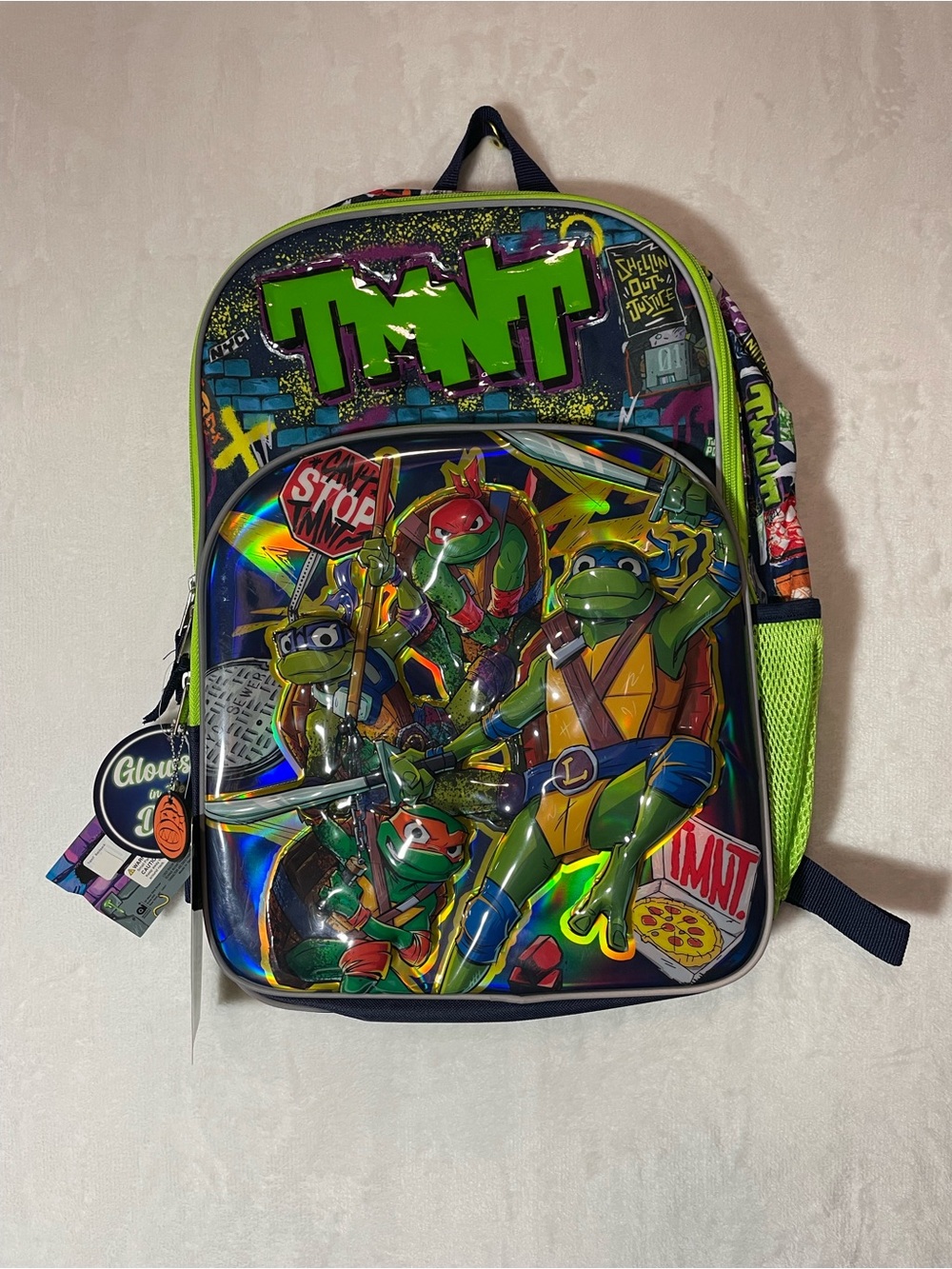 Glow in the Dark Neon Green Kids Backpack - Teenage Mutant Ninja Turtles